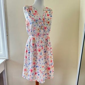 Skies are Blue Cherry Blossom Floral Print Sleeveless Dress